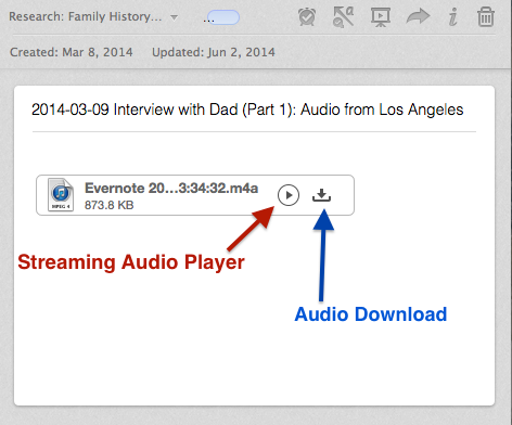 Evernote Audio Interviews - Note View - OSX