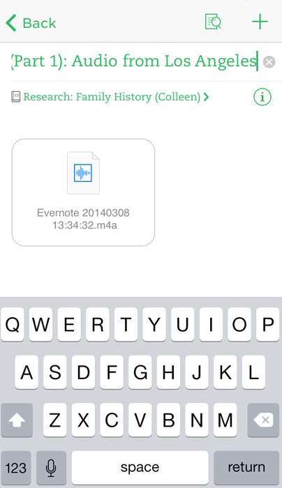 Evernote Audio Interviews - Note View - iOS