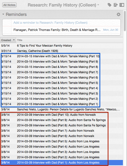 Evernote Audio Interviews - Notebook List - OSX
