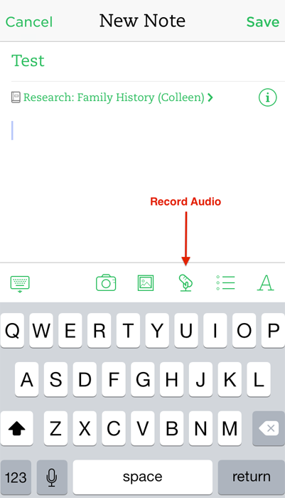 Evernote Audio Interviews - Record Audio Note - iOS