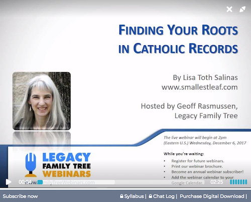 Legacy Family Tree Webinar on Catholic Records