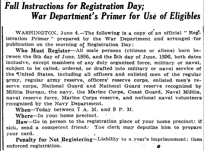 New York Times headline on 5 June 1917