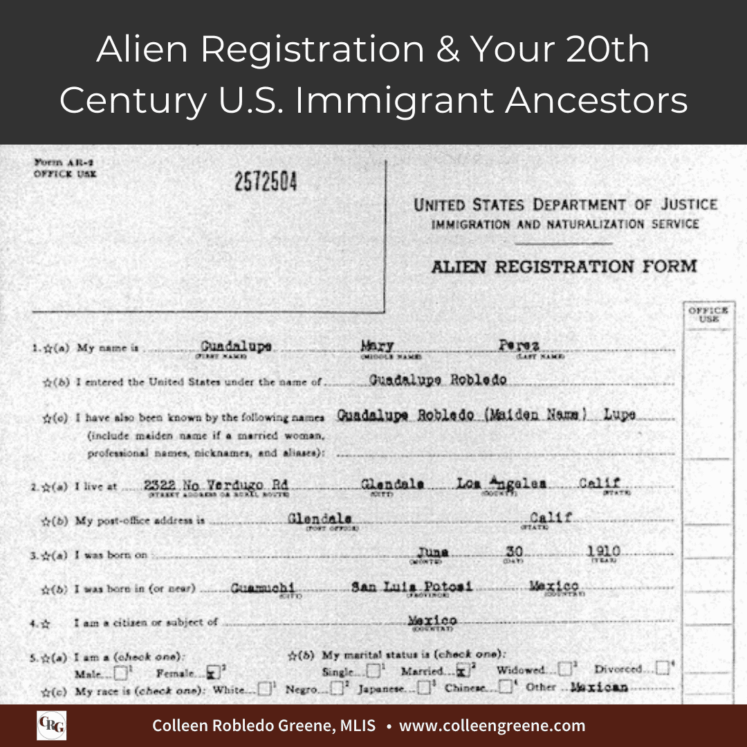 Alien Registration & Your 20th Century U.S. Immigrant Ancestors ...
